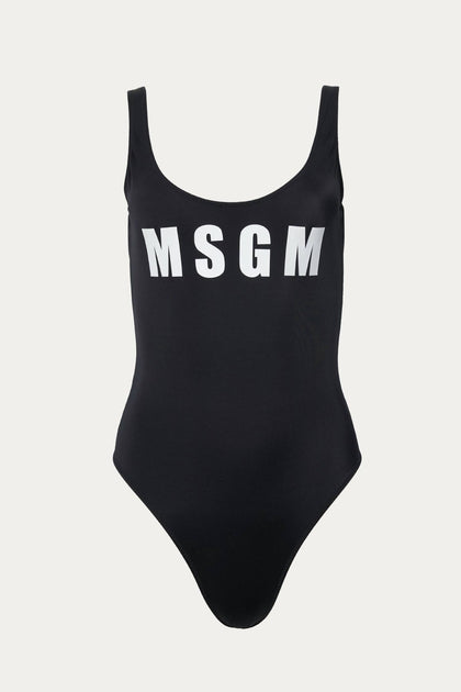 MSGM Logo-Print Swimsuit Black Medium 3