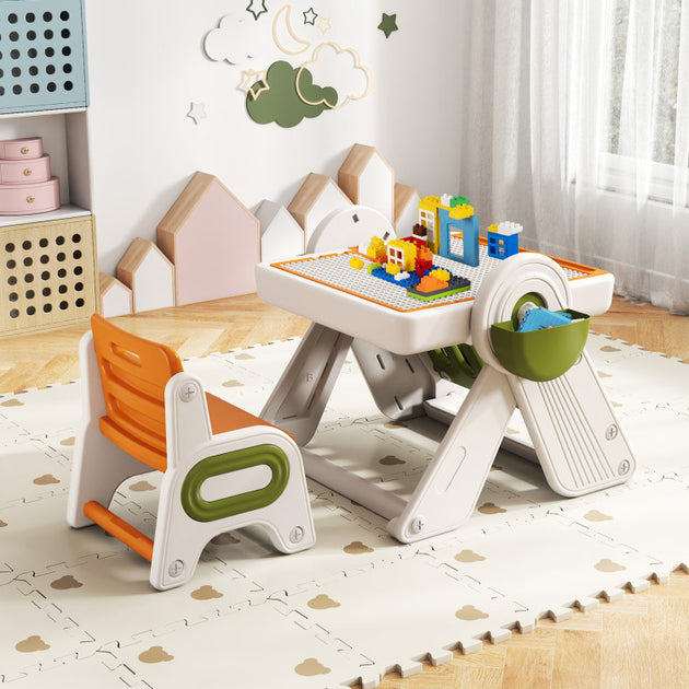 Hivvago 6-in-1 Multi-activity Children Table and Chair Set Grey 4