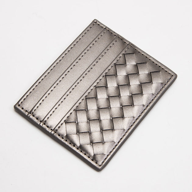 FASHNZFAB Basket Weave Card Holder Wallet Red 4