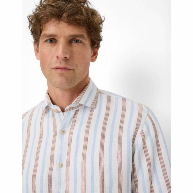Brax Hardy Linen Mix Short Sleeved Shirt White 2X 4