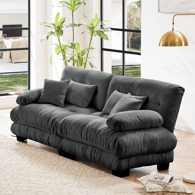 Streamdale Cloud Couch 2 Seater Chenille Sofa Gray 3