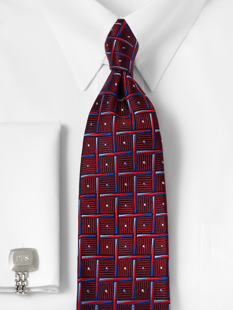 Paul Fredrick Geometric Woven Silk Tie Purple Regular 4