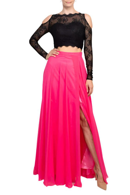 TRUEDAMES Robe en Dentelle et Chiffon Rose US 0 3