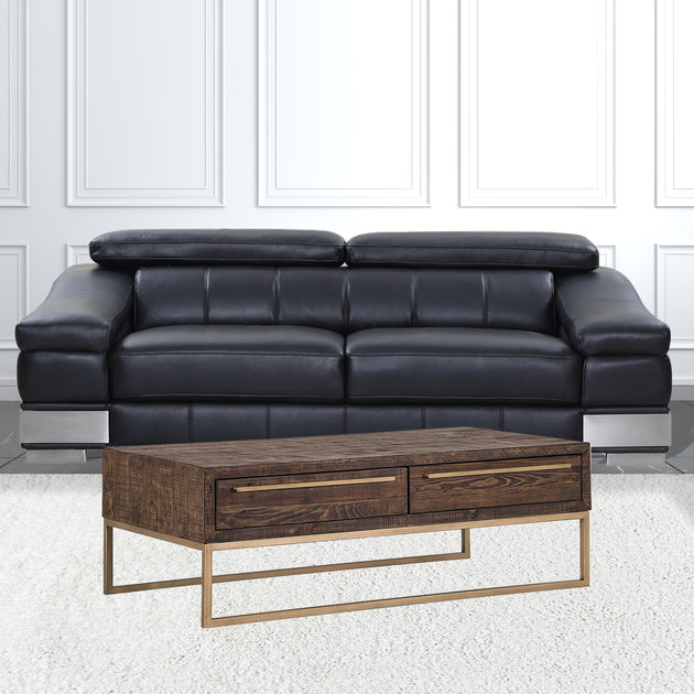 Hivvago 47 Inch Coffee Table Dark Brown Gold 4