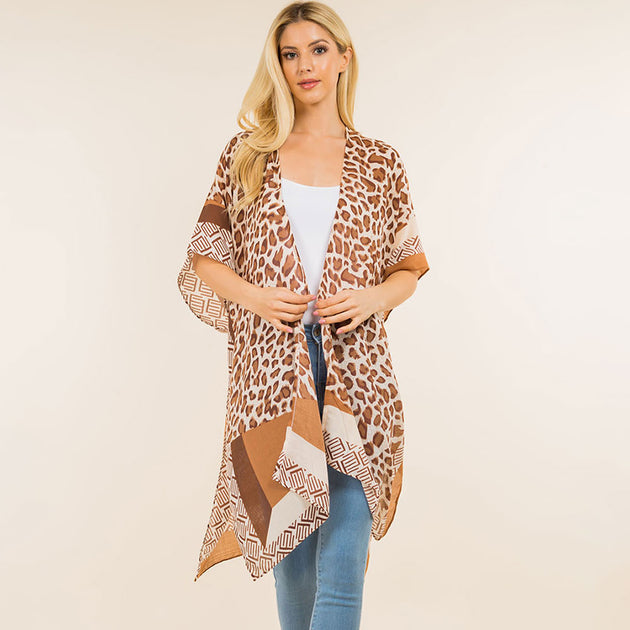 TRUEDAMES Kimono Poncho Brown One Size 3