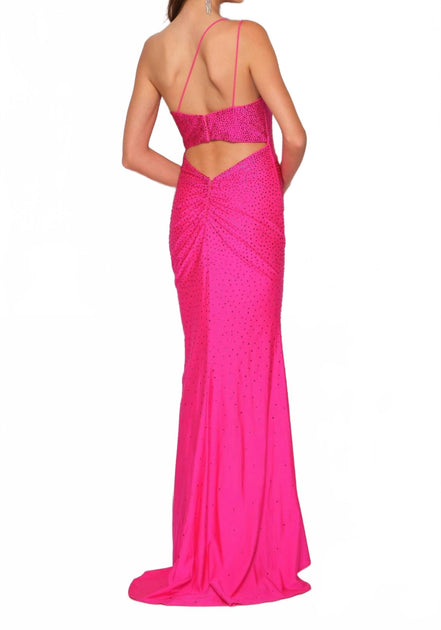 Dave & Johnny One-Shoulder Prom Dress Pink US 0 3