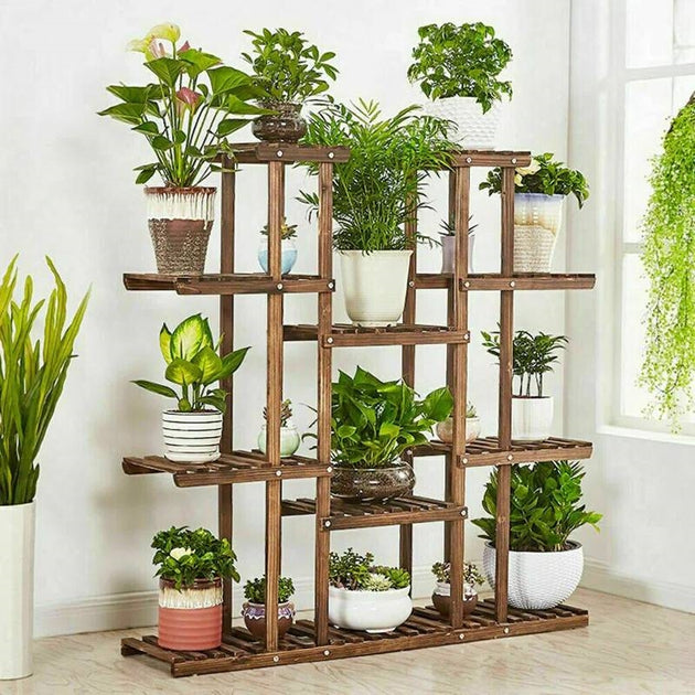 Hivvago 11-Tier Plant Stand Brown 2