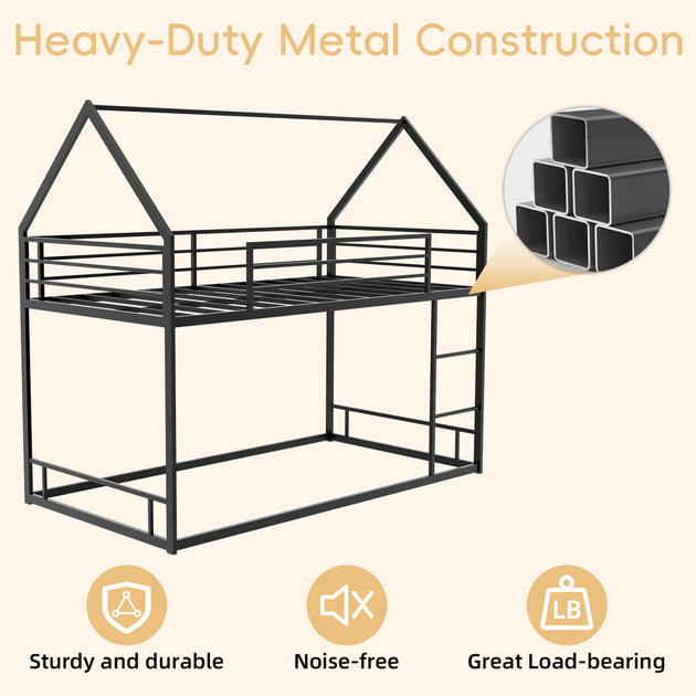 Streamdale Metal Twin Bunk Bed Black 3
