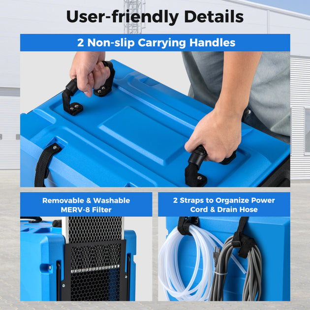Costway 190 PPD Commercial Dehumidifier Blue/Yellow 5