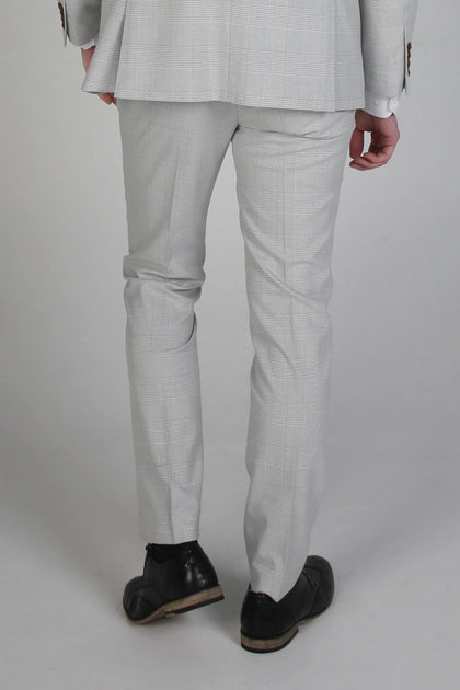 Paul Andrew Mark Check Trousers Grey 34 4