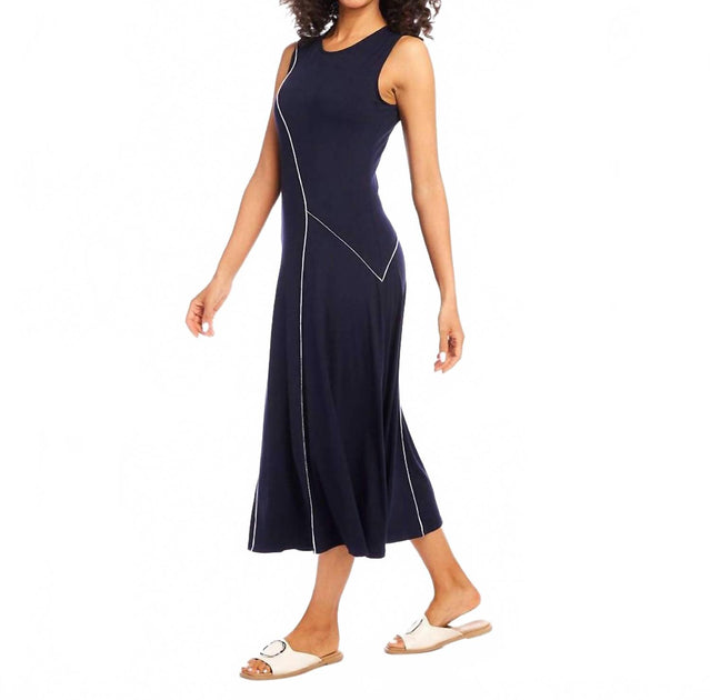 Karen Kane Reverse Seam Midi Dress Blue Medium 4