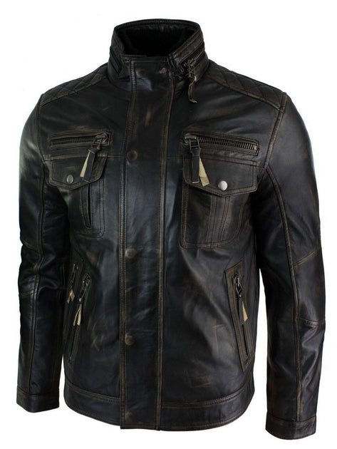 TruClothing Biker Jacket Vintage Brown XLarge 3