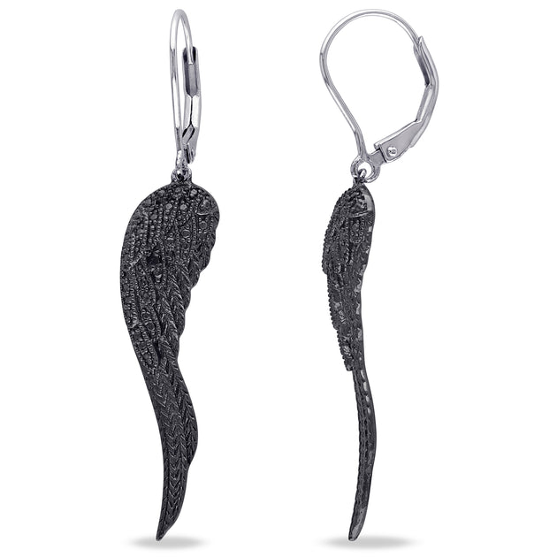 Mimi & Max Wing Earrings Black Sterling Silver 2