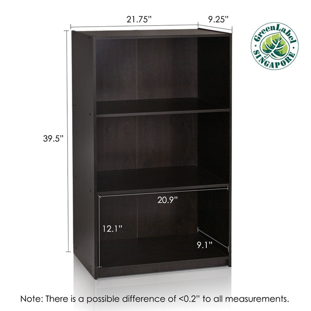 Furinno Basic 3-Tier Bookcase Espresso 3