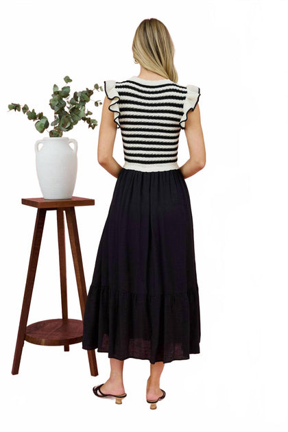 Blu Pepper Lola Stripe Twofer Kleid Weiß Medium 3