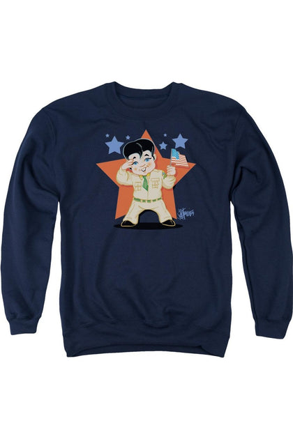 Gildan Elvis Presley Lil G I Crewneck Sweatshirt Blue Medium 2