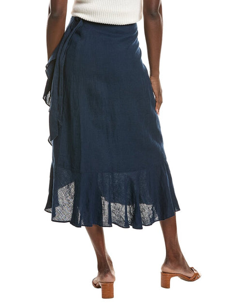 J.McLaughlin Zia Linen Skirt Blue XLarge 3
