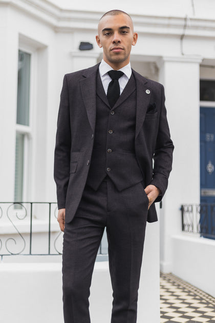 TruClothing AK-05 Herringbone Tweed Suit Purple US 48 Regular 3