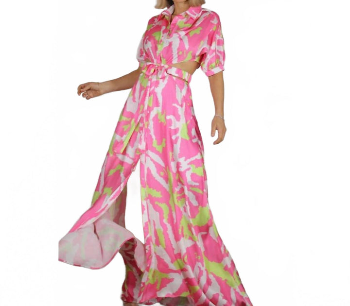 Mulla Back Open Waistband Shirt Maxi Dress Pink Large 3