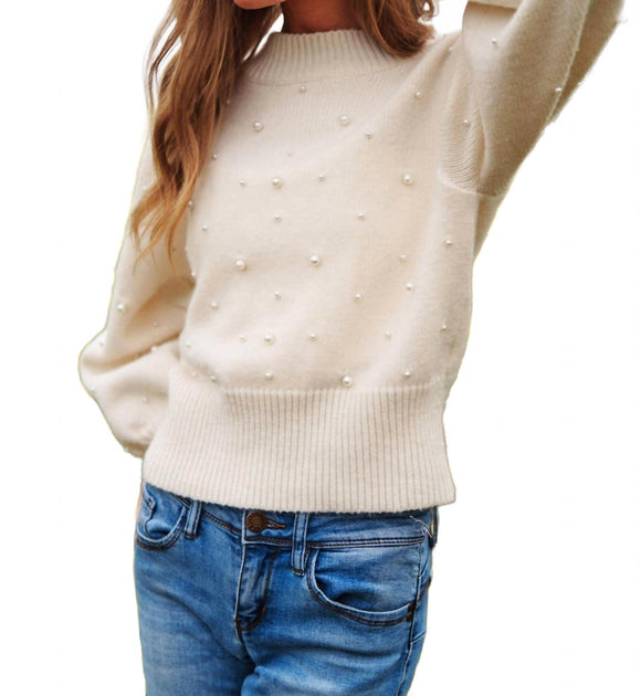 DAVI & DANI Sweetest Together Pearl Sweater Beige 2X 4