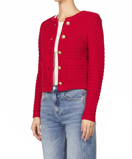 Dear John Denim Cambria Knit Jacket Red Medium 4