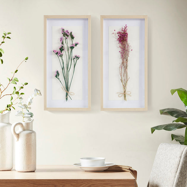 Streamdale Avant Garden Dried Flower Shadow Box Wall Decor Set 2