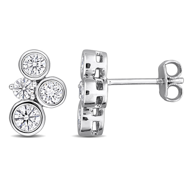 Mimi & Max Created Forever 1ct TW Lab-Grown Diamond Cluster Stud Earrings Sterling Silver Silver 3