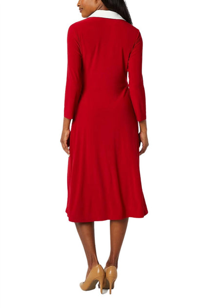 Evan Picone Midi Wrap Dress Red US 6 3