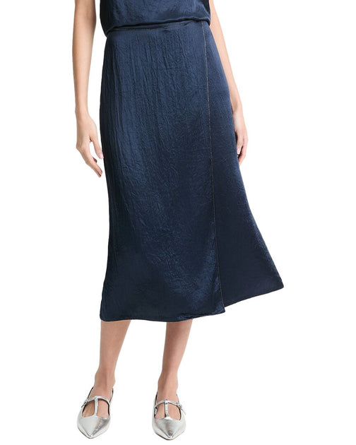Vince Beaded Boarder Front Slit Skirt Blue US 2 2
