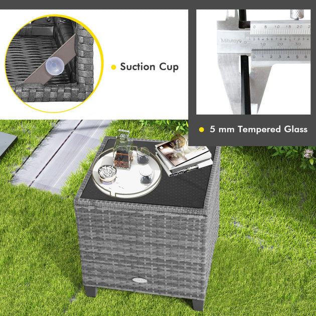 Hivvago 3 Piece Wicker Conversation Set Gray 3