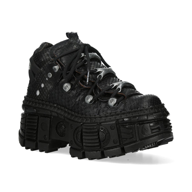 New Rock M-106WALL-C65 Python Black Leather Platform Ankle Boots Black EU 45 2