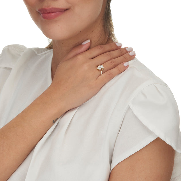 Palm 1.58 TCW CZ Gold-Plated Sterling Silver Ring Silver US 8 4