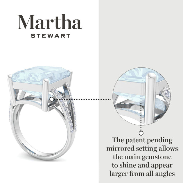 Martha Stewart Emerald Cut Gemstone Ring Multi US 9 9
