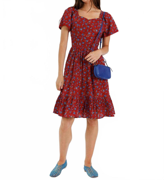 DOWNEAST Serena Midi Dress Red Small 2