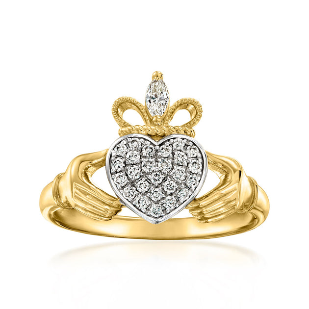 Ross-Simons Lab-Grown Diamond Claddagh Ring Silver US 7 4
