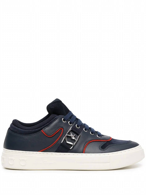 Salvatore Ferragamo Borg Logo Low-Top Sneakers Blue US 6 3