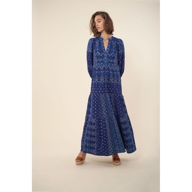 HALE BOB Clary Maxi Dress Blue Medium 2