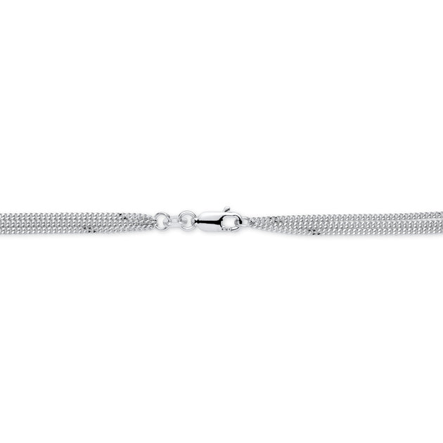 Palm Open Heart Cutout Triple-Strand Ankle Bracelet Silver 3