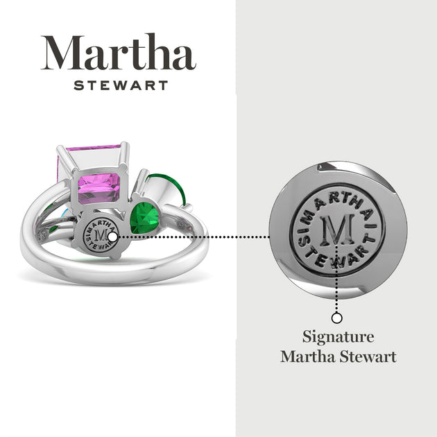 Martha Stewart Drei-Stein-Edelsteinring Pink US 6 5