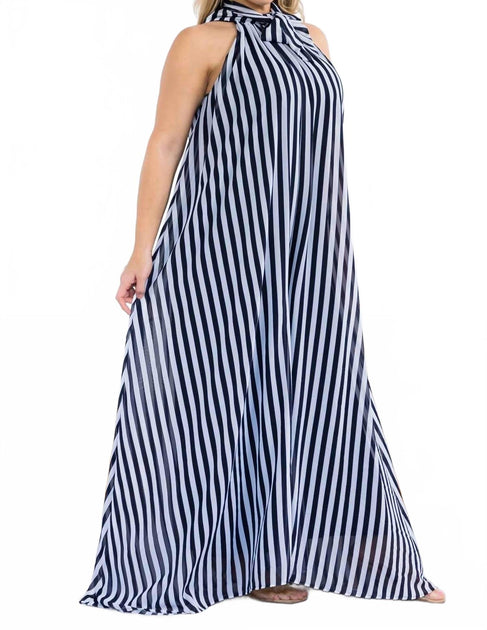 Karen Kane Sleeveless Halter Striped Jumpsuit Black Medium 3