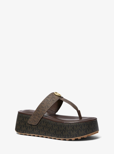 Michael Kors Koya Platform Flip Flop Brown US 11 4