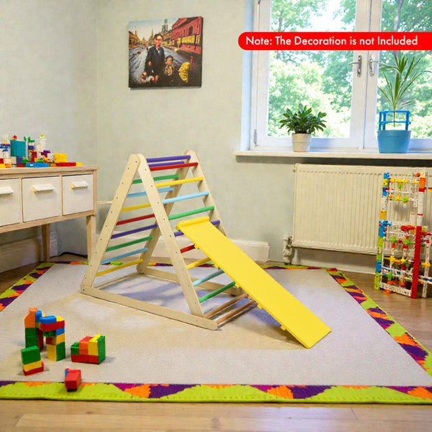 Hivvago Folding Wooden Climbing Triangle with Ramp Multicolor 4