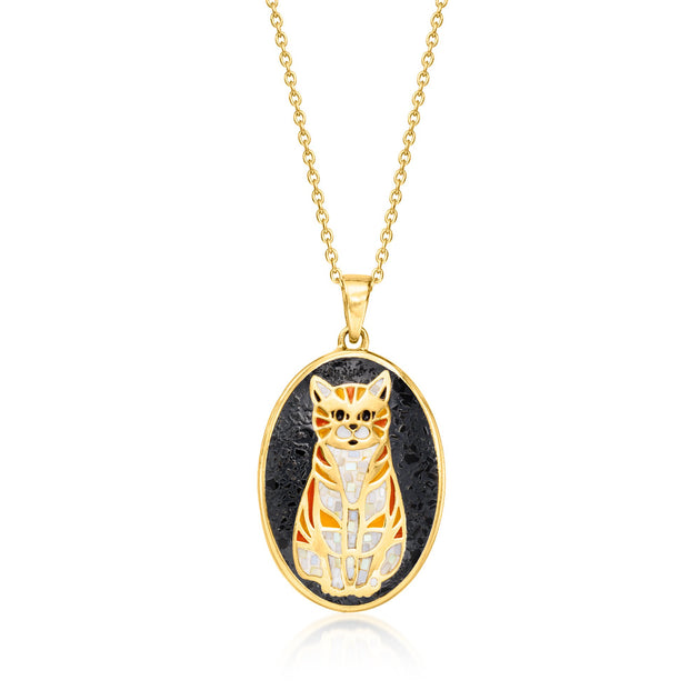 Ross-Simons Cat Mosaic Pendant Necklace Black 2