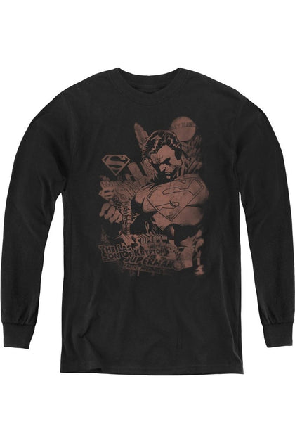 Gildan Superman Somber Power Youth Long Sleeve T-Shirt Black Small 2