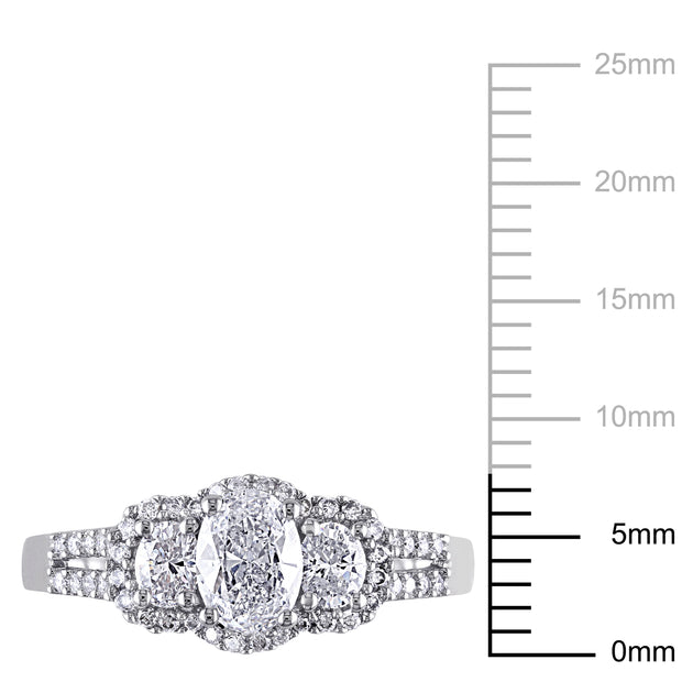 Mimi & Max 3-Stone Diamond Engagement Ring 14k White Gold Silver US 5 4
