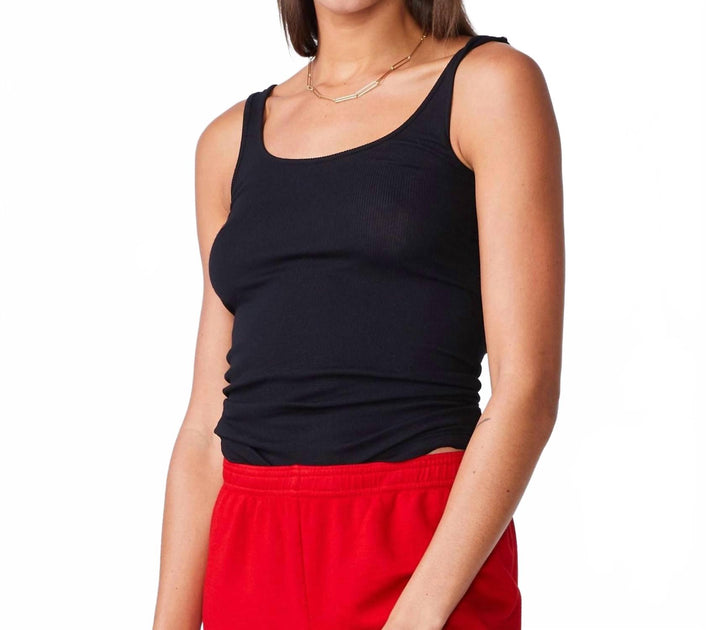 Monrow Narrow Ribbed Tank Black Medium 2