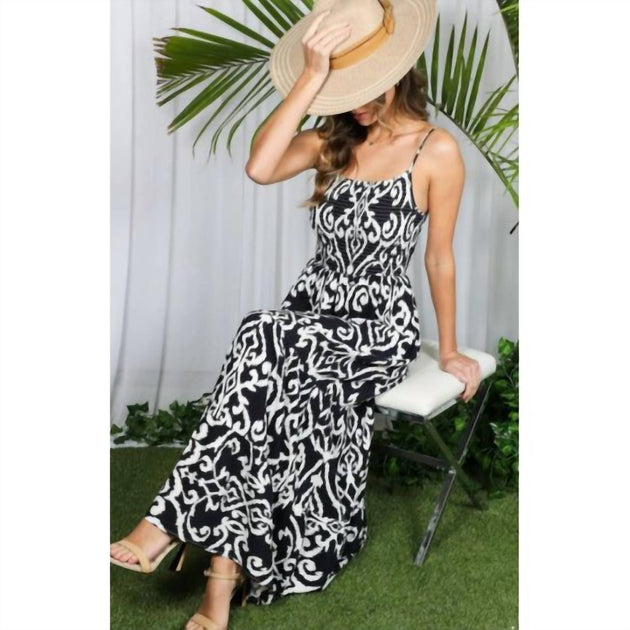 Vine & Love Smocked Maxi Dress Black Small 4