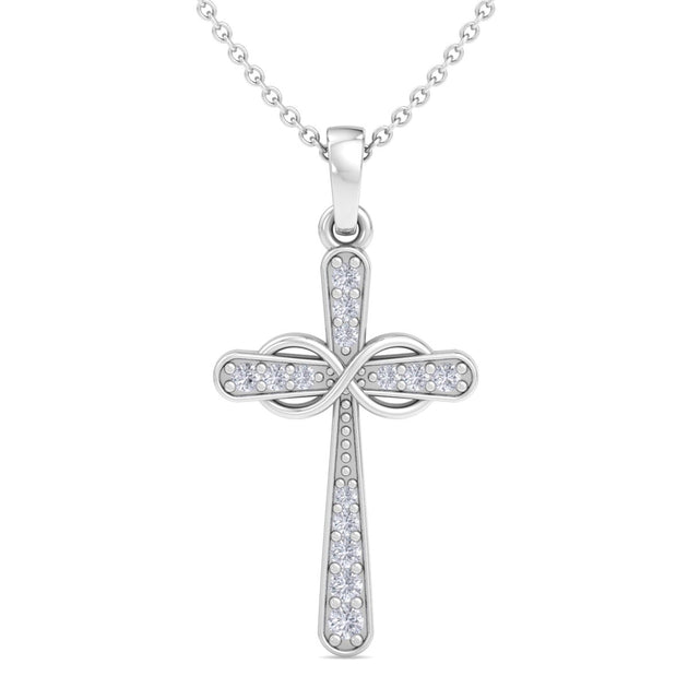 SuperJeweler ThyDiamond Diamond Cross Necklace Silver One Size 3