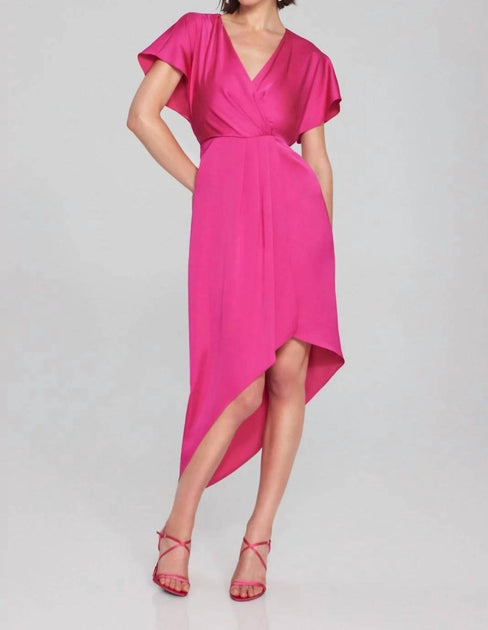 Joseph Ribkoff Faux Wrap Midi Dress Pink US 8 2