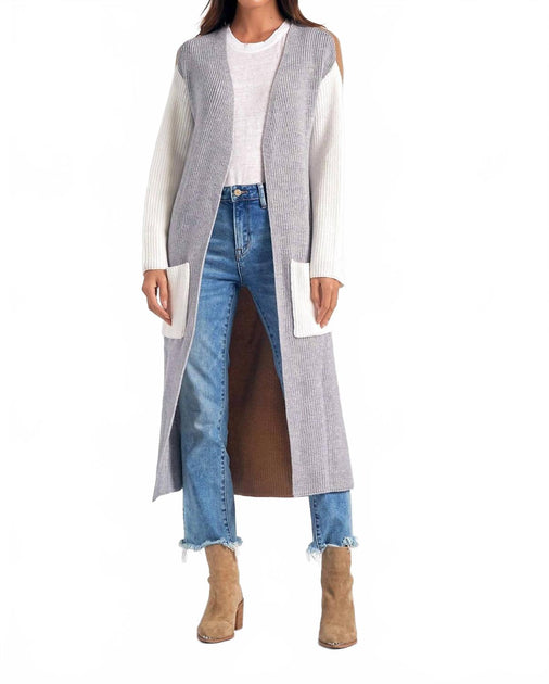 Elan Oversized Cardigan In Light Grey
